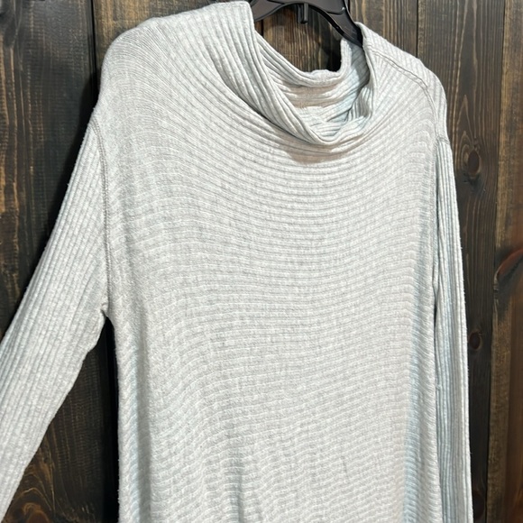 Free People We The Free Lover Top S Grey Ribbed Split Back Oversized Boho Slouch - Picture 2 of 11